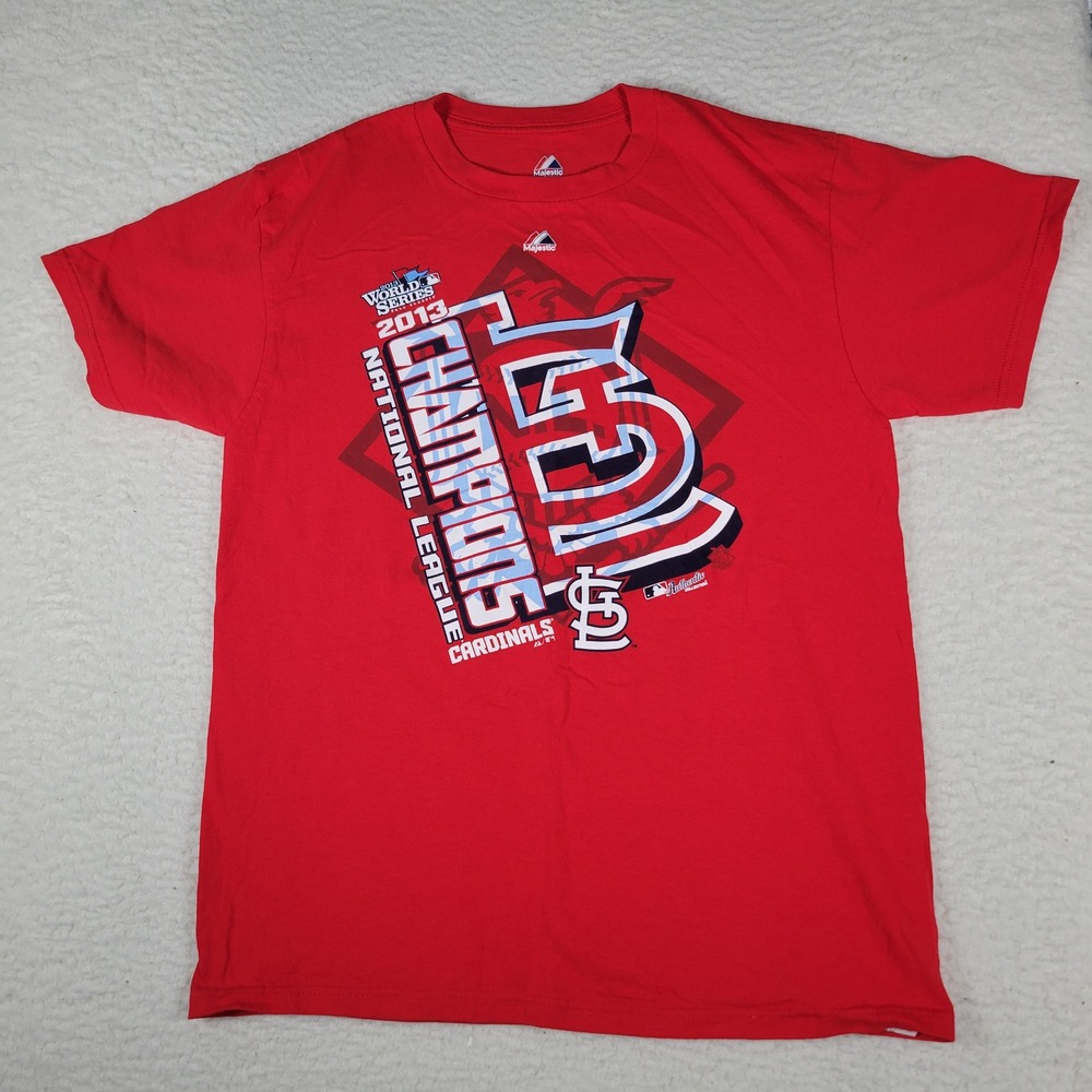 Majestic St. Louis Cardinals T Shirt Mens Medium Red 2013 World Series Champions
